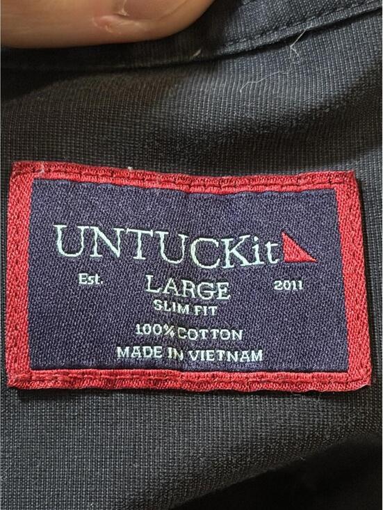 UNTUCKit Shirt Black Short Sleeve Mens Size L Slim Fit 100% Cotton - Picture 3 of 5
